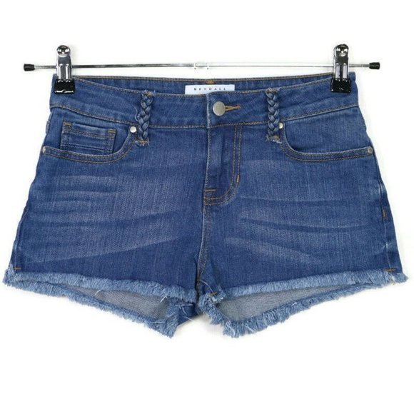 Kendall And Kylie Cut‎ Off Jean Shorts Frayed Stretch Distressed 25 - Picture 1 of 11